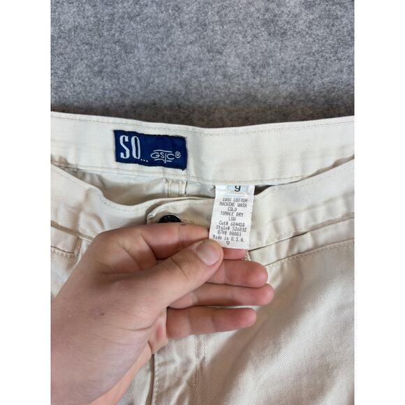 VINTAGE SO GSJC Shorts Womens Size 9 Beige Twill Low Rise Y2K Summer Streetwear - Picture 5 of 5